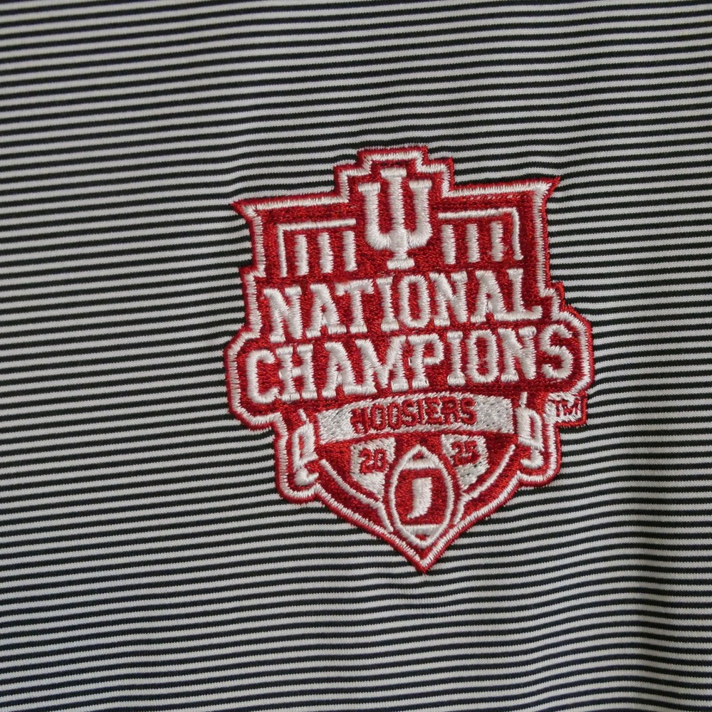 Peter Millar Mens Polo XXL Black White Stripe Indiana Hoosiers Champions NCAA